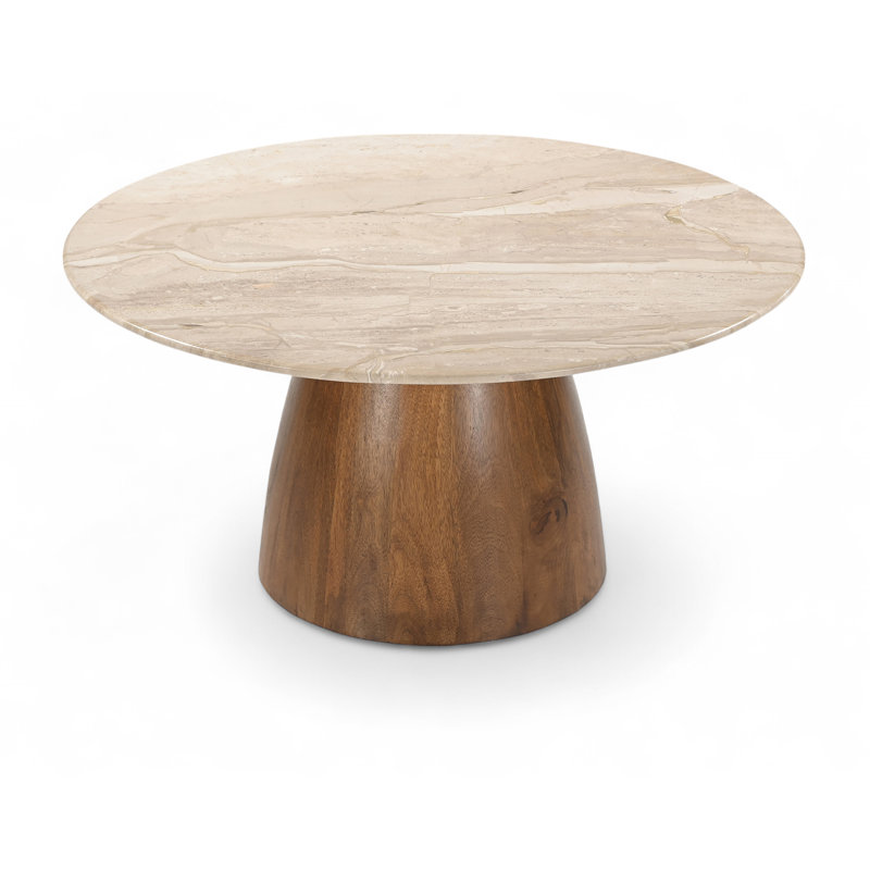 Liona Danise Marble And Wood Coffee Table, Beige/Brown