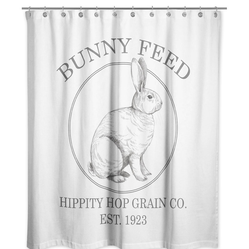 Rideau de douche simple avec saut de canal à grain d’alimentation de lapin Saltsman