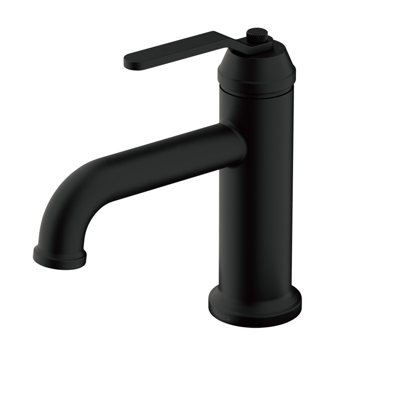Kinzie Single Handle Single Hole Bathroom Faucet with Deckplate and Metal Touch Down Drain Included, Satin Black