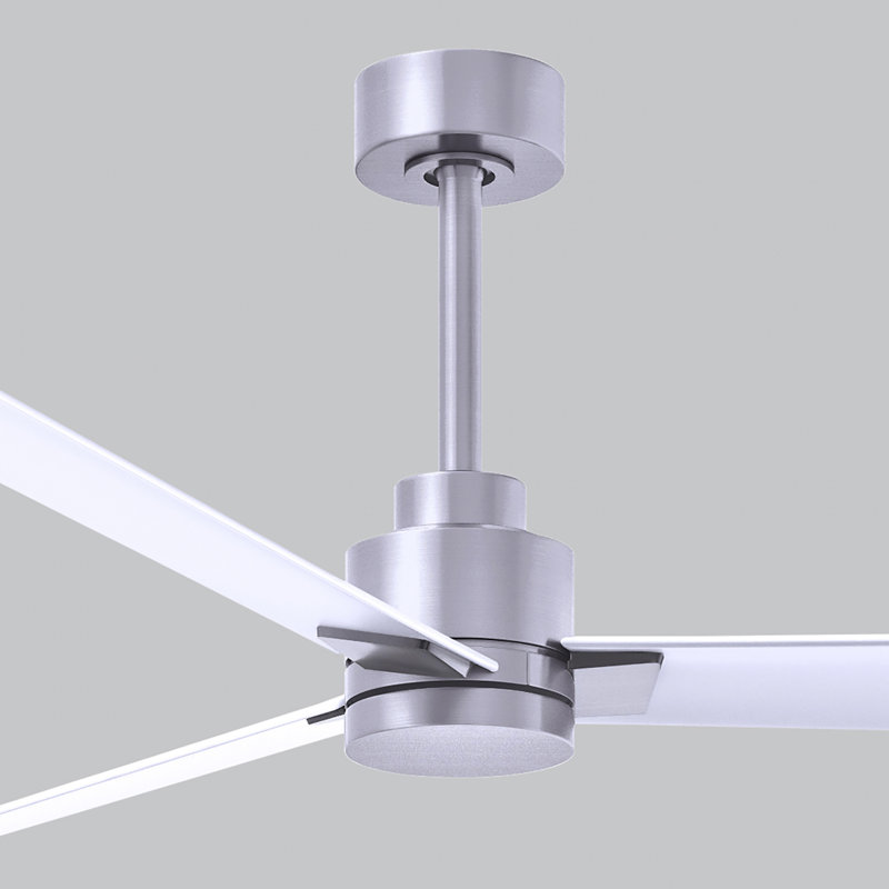 Alessandra Outdoor Downrod Ceiling Fan, Brushed Nickel, Matte White