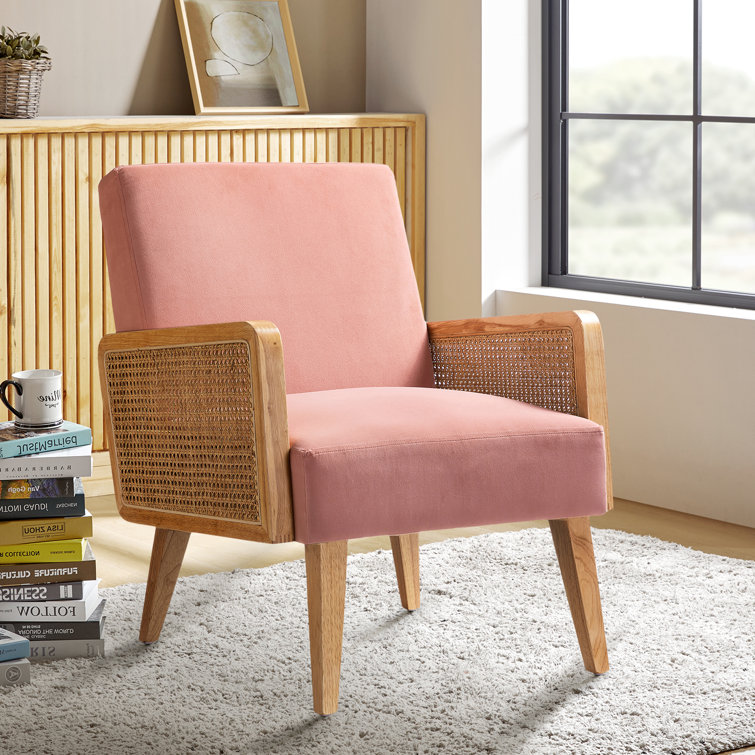 Mayenne Upholstered Accent Chair with Rattan Arms