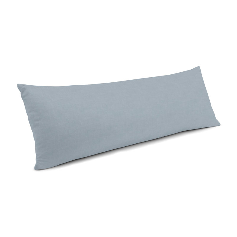 Pale Blue Linen Large Lumbar Pillow, Blue/Gray, 12" x 24", Down Blend