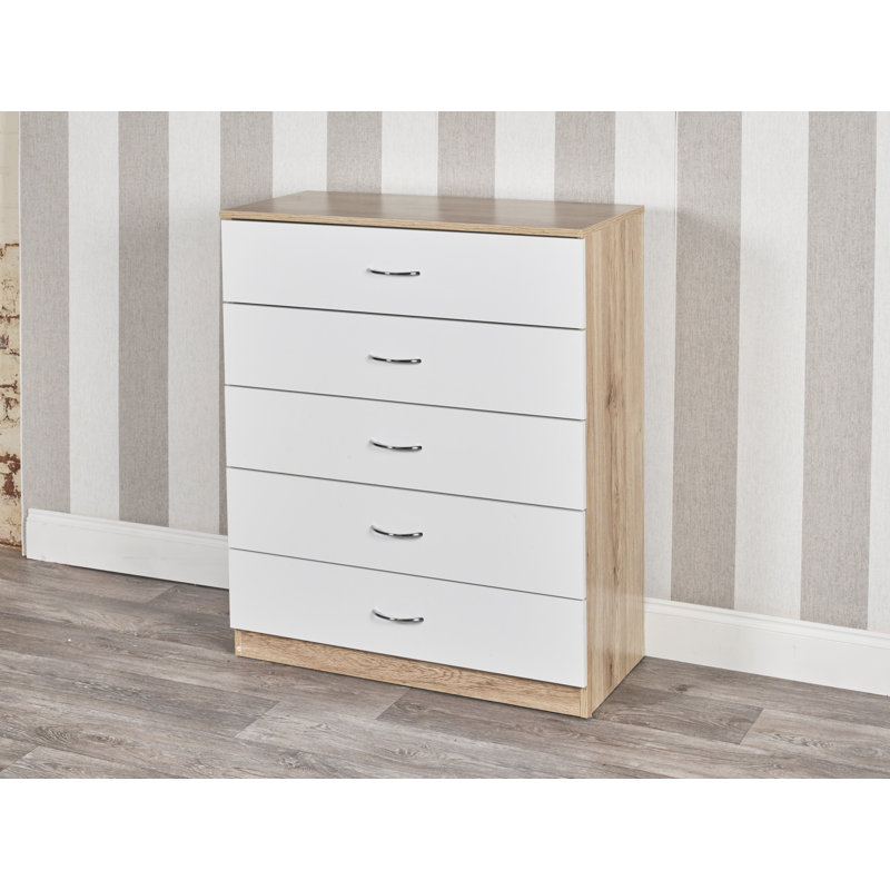 Keever 75cm W 5 - Drawer Chest of Drawers, Oak/White