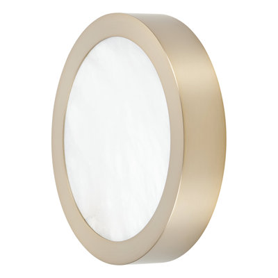 Pettengill 8-inch Champagne Gold and Natural Alabaster 5CCT LED Flush Mount