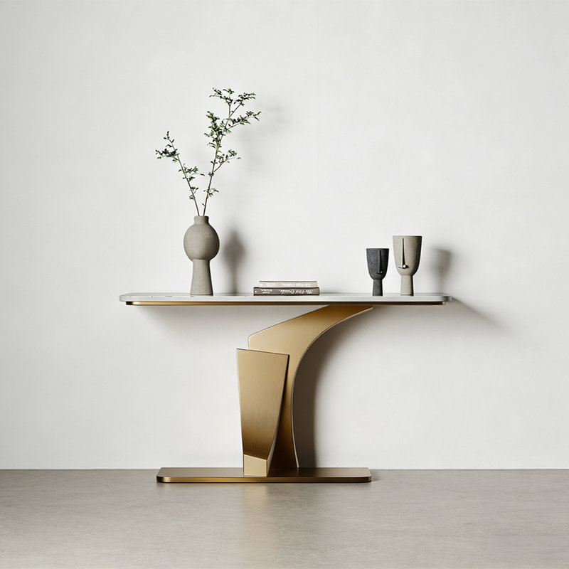 Console Modern Minimalist Art, H 33,46 po x l 39,37 po x P 13,78 po, Or champagne