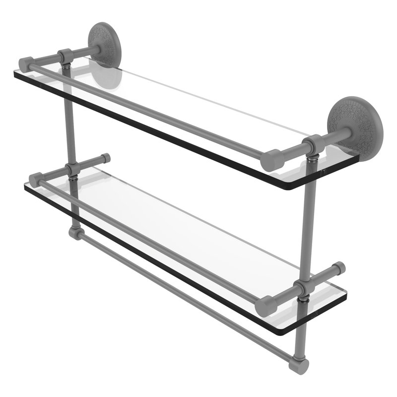 Tilney 2 Piece Tiered Shelf with Towel Bar, Matte Gray