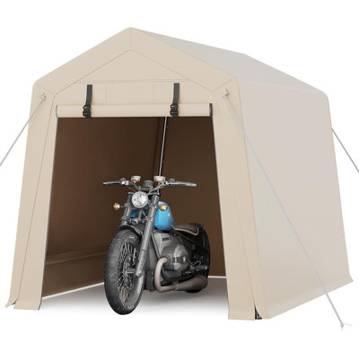Remise de rangement extérieure portative 6 x 8 pi avec 2 portes et évents à fermeture à glissière, bâche en PE imperméable pour abri robuste 240G