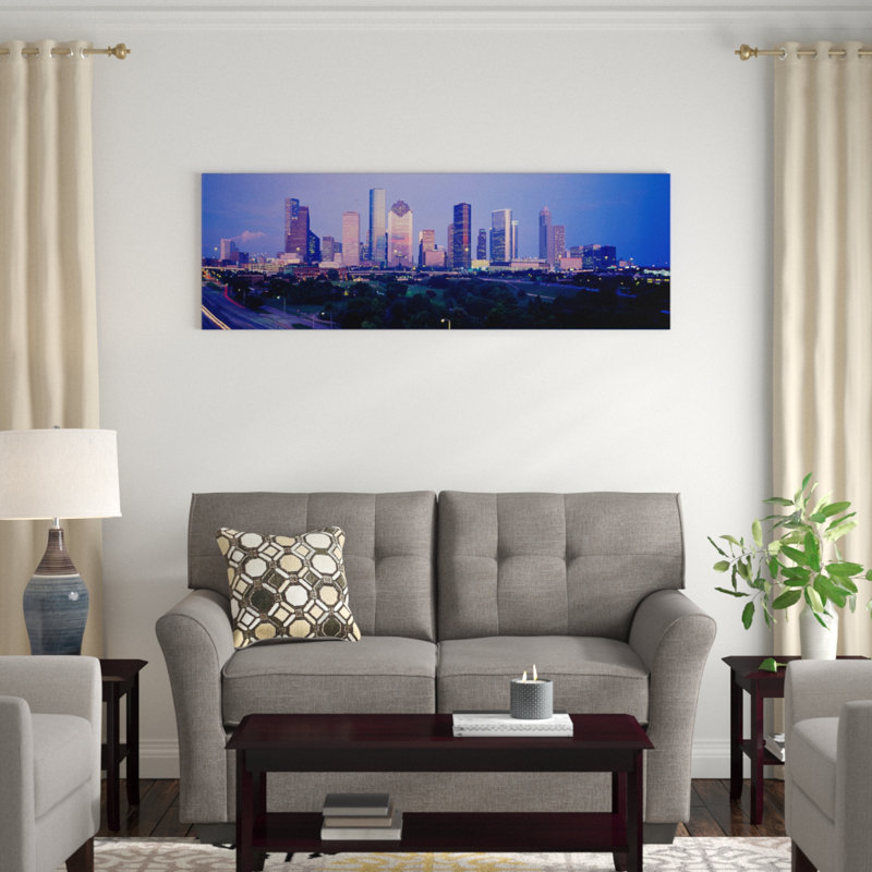 «Buildings in a City, Houston, Texas», reproduction de photo sur toile, H 12 po x l 36 po x P 1,5 po, Toile tendue