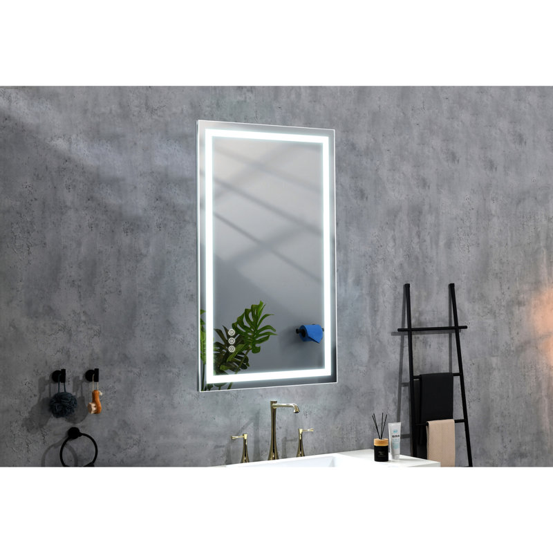 Miroir de salle de bain à DEL à intensité variable de 36 po x 24 po avec fonction de brouillard, 3 choix de couleurs, pour le maquillage, les soins de la peau, le rasage, les accessoires de coiffeuse, les modes, la corroboration par expérience