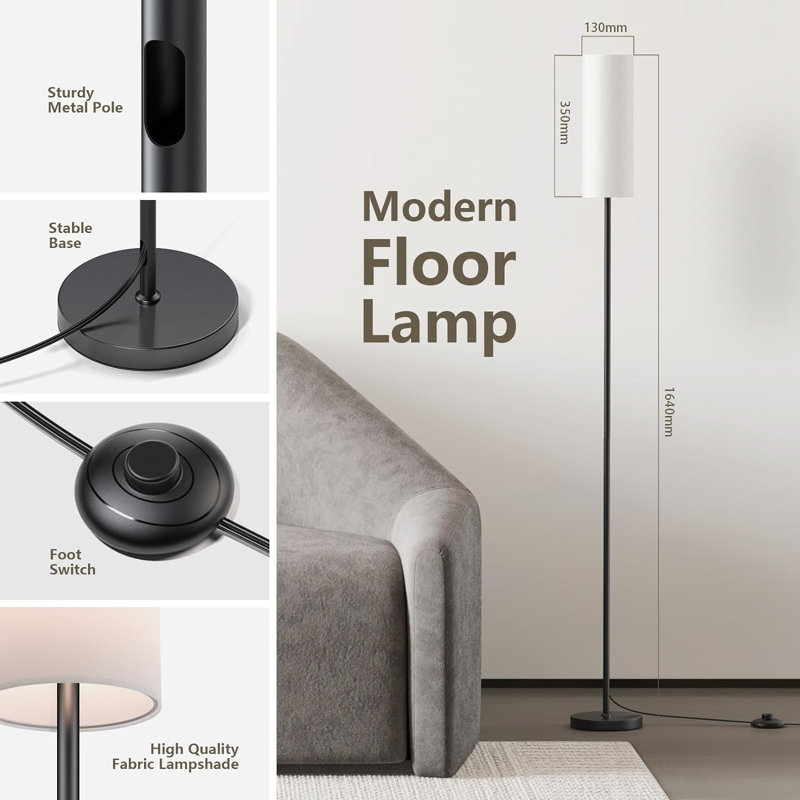 Floor Lamps For Living Room With 3 Color Temperatures, Modern Standing Lamp Tall Industrial Reading For Bedroom, Living Room, Office, Kids Room,9W Bulb Included