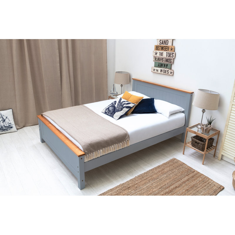 Aubrey Solid Wood Bed with Mattress, Grey, Double (4'6), 23cm Spring