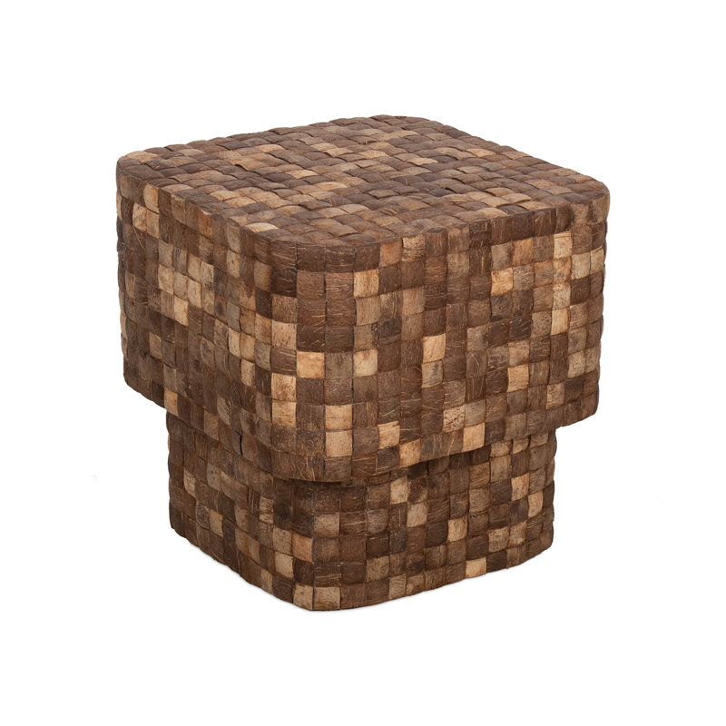 Klenk Square Coconut Shell Side Table, Brown