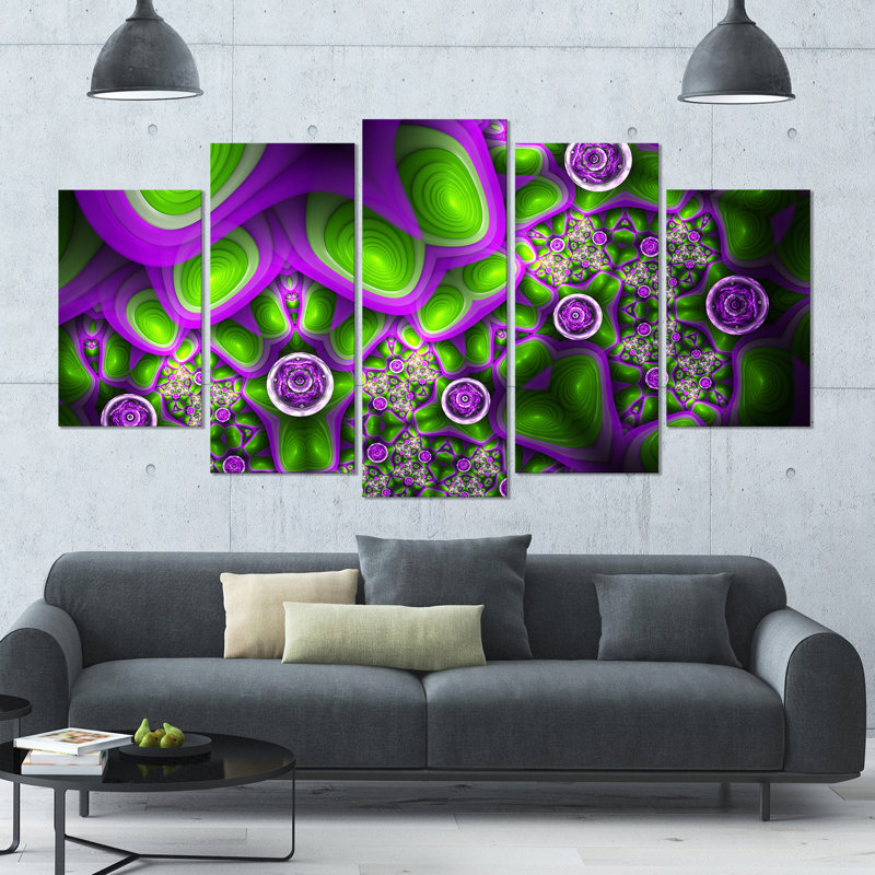 « green mauve exotique pattern », impression sur toile, reproduction d’art sur toile