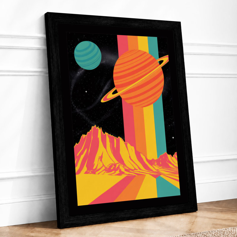 Cosmic Mountains Retro - Framed Print, A1 - 84.1 x 59.4 cm, Black