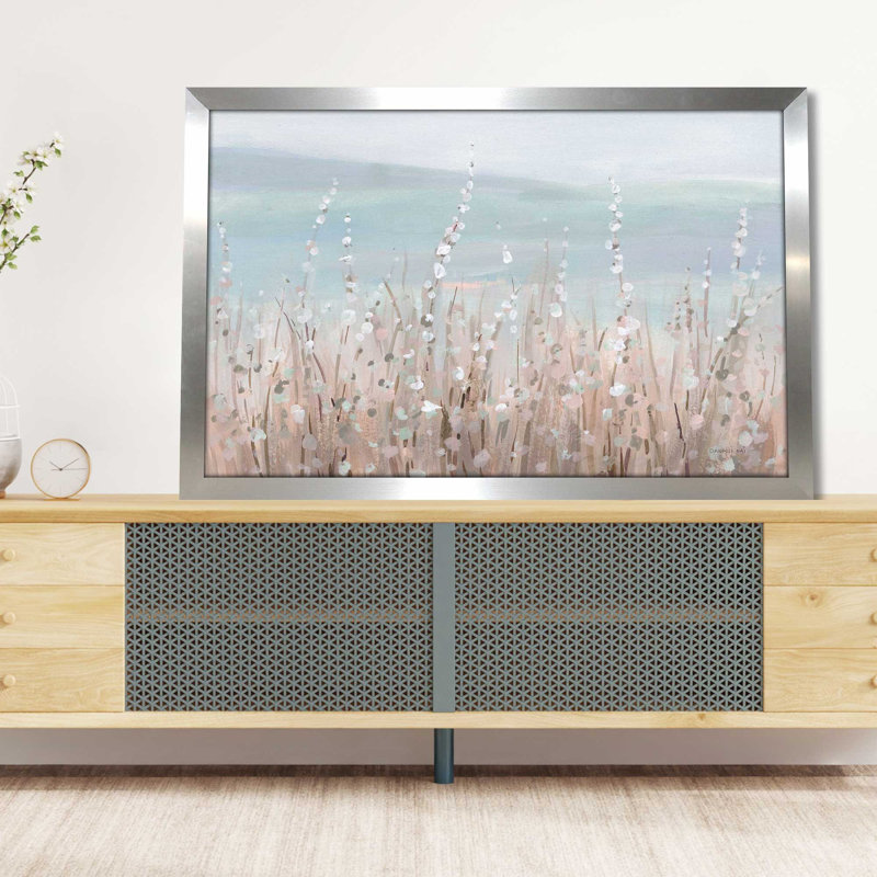 Coastal Morning Blooms - Peinture, L 27,5 po x H 21,5 po, Encadrement argenté