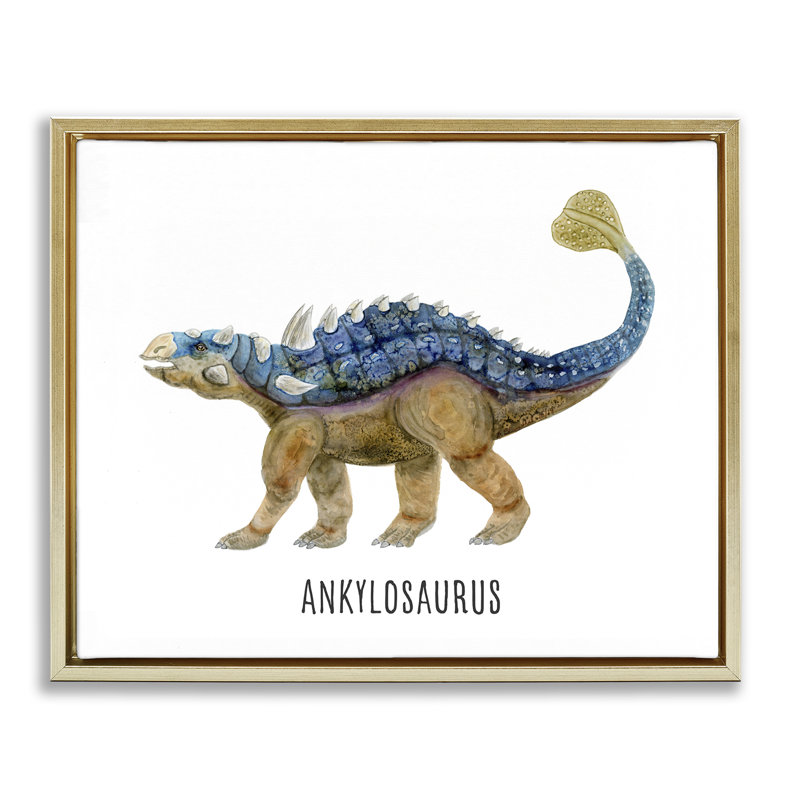  «Ankylosaurus Dinosaur Apprendre» par Brett Blumenthal, Cadre flottant métallique doré, H 25 po x l 31 po