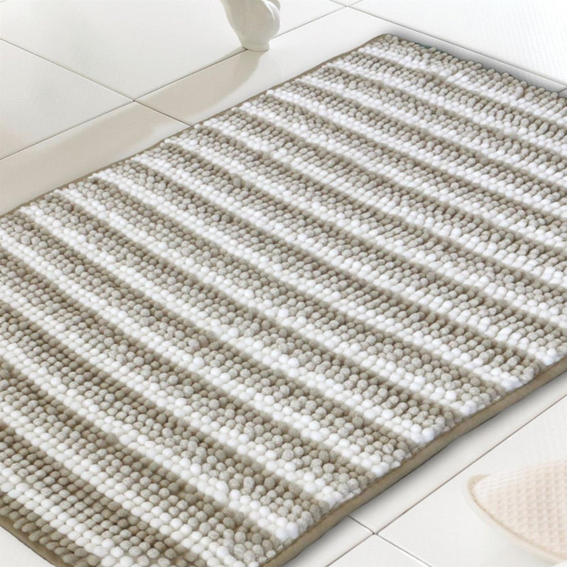 Bath Mat, Beige Striped