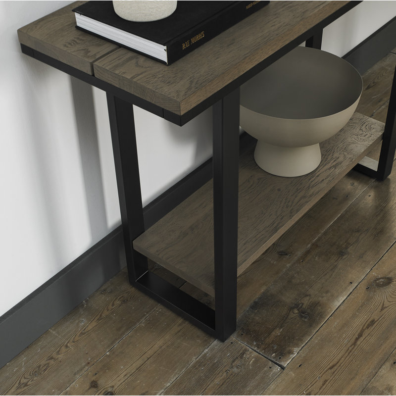Bettye 112cm Console Table, Black, Weathered Oak