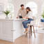 Tabouret de comptoir pivotant rembourré blanc avec pieds en bois courbé-1712728456