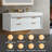 48" Wall-Mounted Double Sink Bathroom Vanity With Stone Countertop, LED Light & 6 Soft-Close Drawers, Modern Design-1593083942