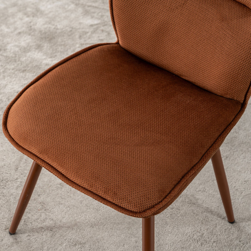 Chaises de salle à manger rembourrées en chenille avec dossier haut et pieds en métal pour cuisine, Caramel / caramel, 6