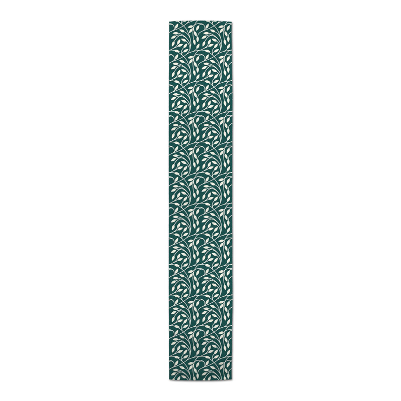 Circle Vine Pattern Yellow 4 Table Runner, Teal