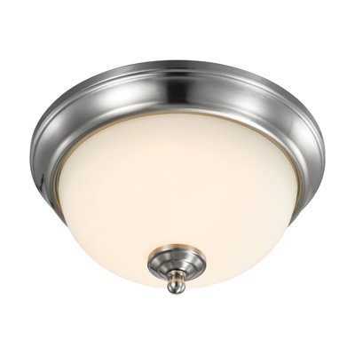  19 Watt 11 Inch Integrated LED Flush Mount Fixture 3000K Dimmable Brushed Nickel Frosted Glass