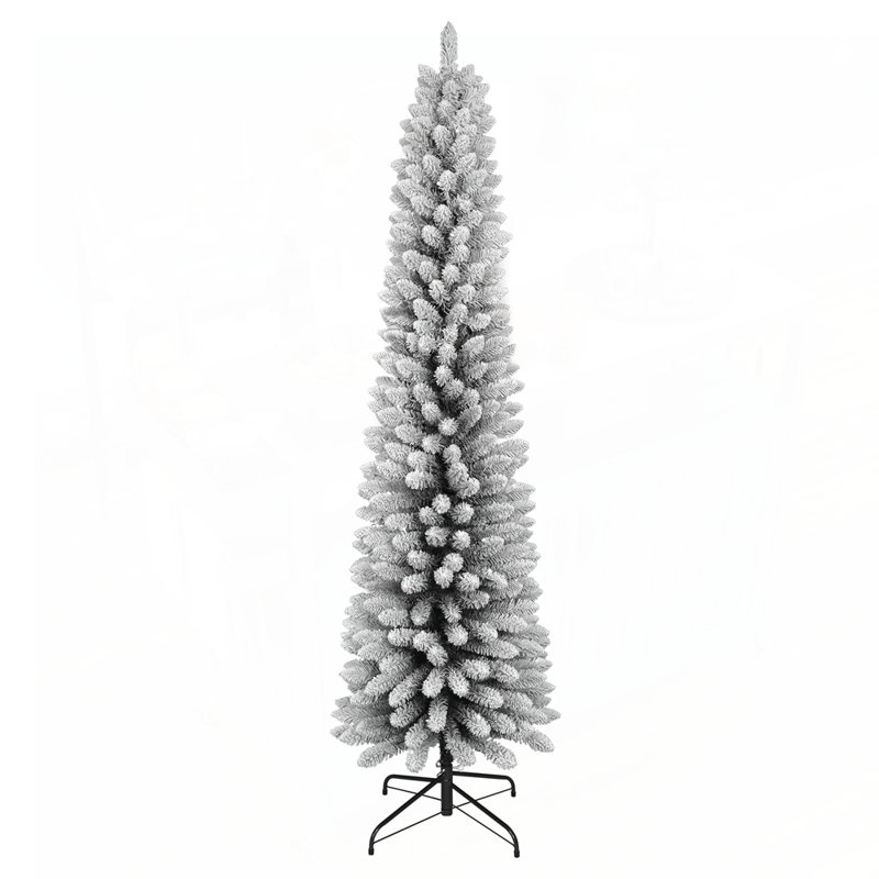 Arbre de Noël 6 pi avec 358 pointes enneigées, conception peu encombrante, effet de neige réaliste et support en métal robuste pour une installation facile