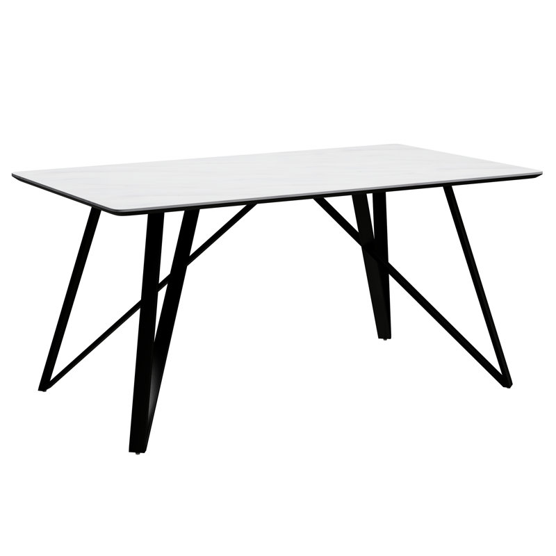 White Dining Table With Metal Base