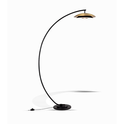 Lampe sur pied à double dôme intérieur mat et courbé noir mat