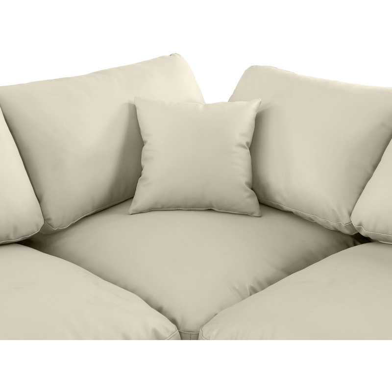 Holtzlander Upholstered U-Shaped Sectional Reversible, Cream Vegan Leather