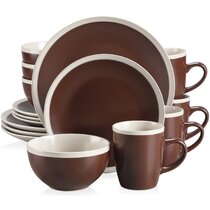 American Atelier Stackable Stoneware 16 oz. Coffee Mugs Set, Cups for Kitchen Countertop, Tabletop, Island, Set of 4,Multicolor w/ Gold Rim