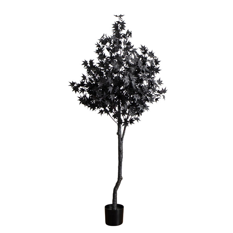 Arbre d'érable artificiel pré-éclairé avec 240 lumières DEL orange et mauves, H 72 po x l 36 po x P 36 po