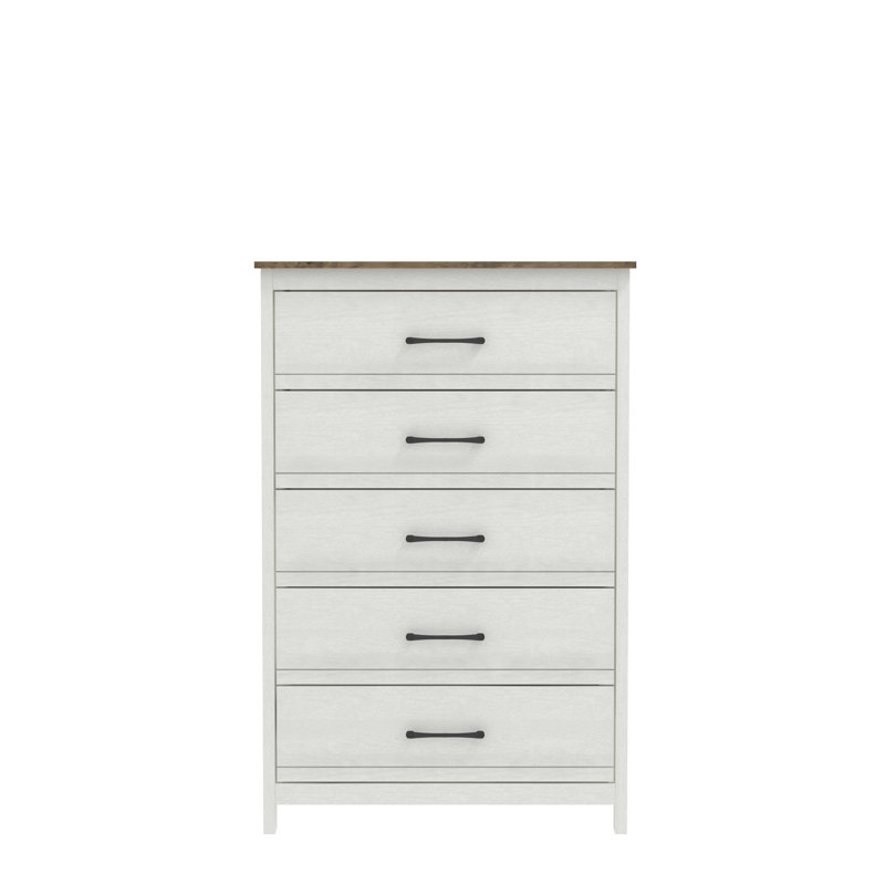  Commode 5 tiroirs (verrouillage), Blanc