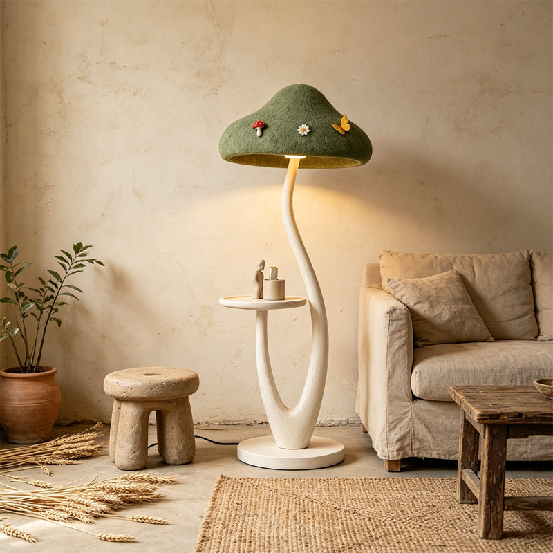 Vert + cristal clair crème + lampes sur pied sans résine