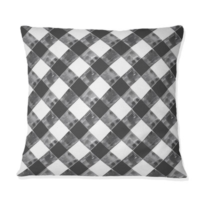 Black White Gingham Print IV - Traditional Throw Pillow