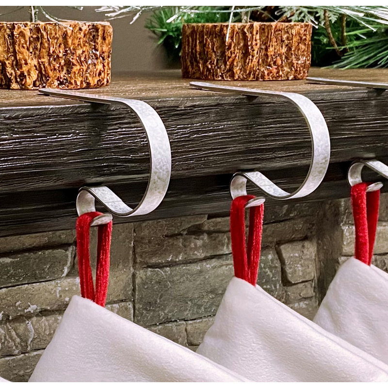 Galvanized Steel MantleClip Stocking Holder Set of 2