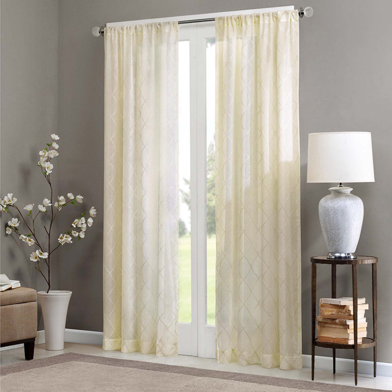 Panneau de rideau transparent Diamond (seulement 1 panneau PC), Ivoire, L 50 po x L 95 po