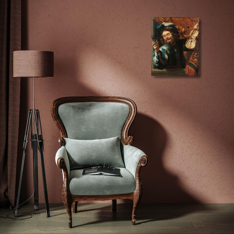 «The Merry Fiddler» par Gerard Van Honthorst - Art mural sur toile tendue avec châssis, H 18 po x l 14 po