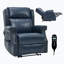 Fauteuil inclinable manuel bleu en similicuir pour le salon avec mécanisme de mouvement robuste, 8 nœuds vibrants et 3 modes de massage.