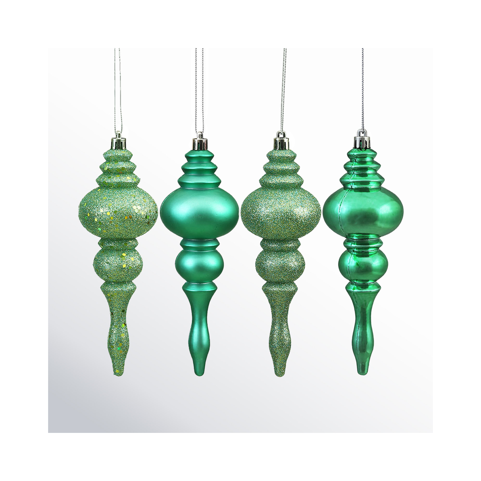 7" Finial Ornament 8/Pk, Seafoam