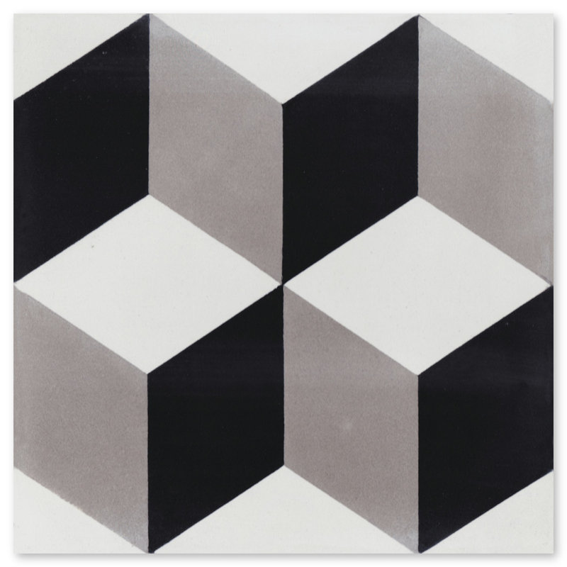 Carreau de ciment à motif de murs et de planchers 8 "x 8" Cubes, Sencillo