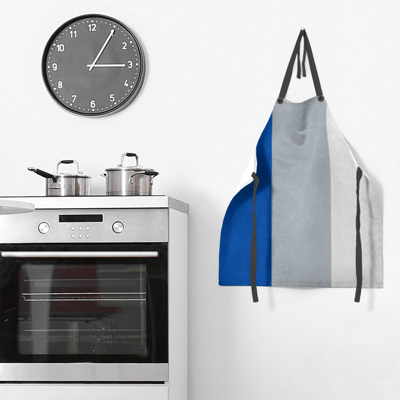 No Pattern Bib Apron, Royal Blue/Silver/White