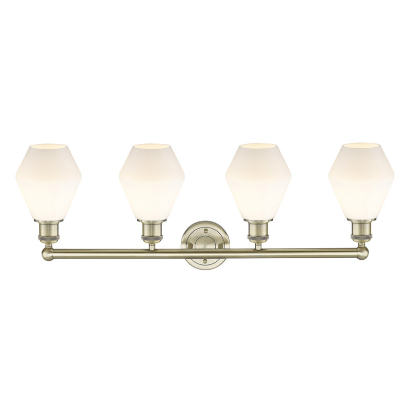 Gabbie 4 - Light Dimmable Vanity Light, Cased Matte White, Antique Brass