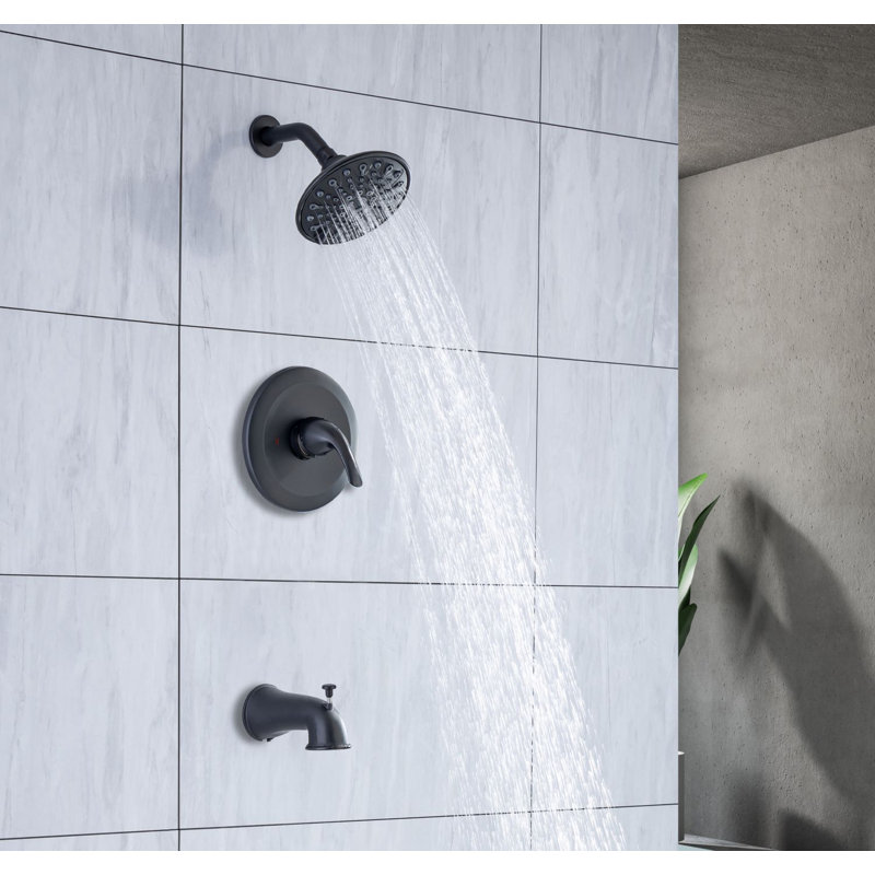 Diverter Tub & Shower Faucet with Rough in-Valve, Matte Black