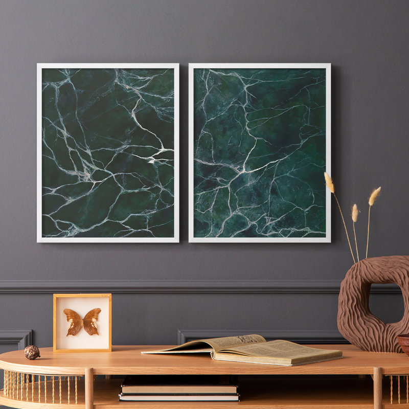 Jade Marble I - impression encadrée de qualité supérieure - prête à être accrochée - aucun clou requis - aucun clou requis