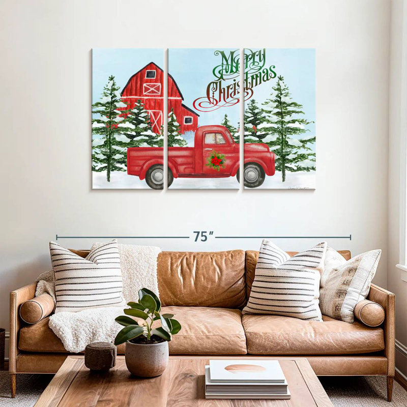 Grange et camion de Noël Lelend, H 36 po x l 57 po