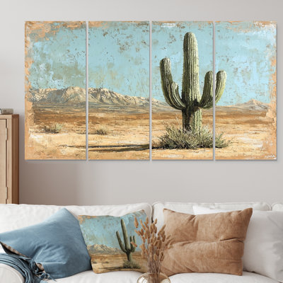 Cactus dans le désert I - Art mural floral cactus - Art mural traditionnel pour le salon
