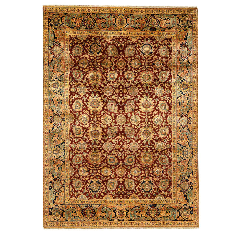 Tapis rectangulaire en laine noué à la main