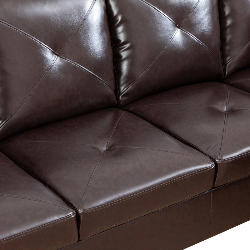 Delayna Faux Leather Sectional, Brown Faux Leather, Black, Right Hand Facing